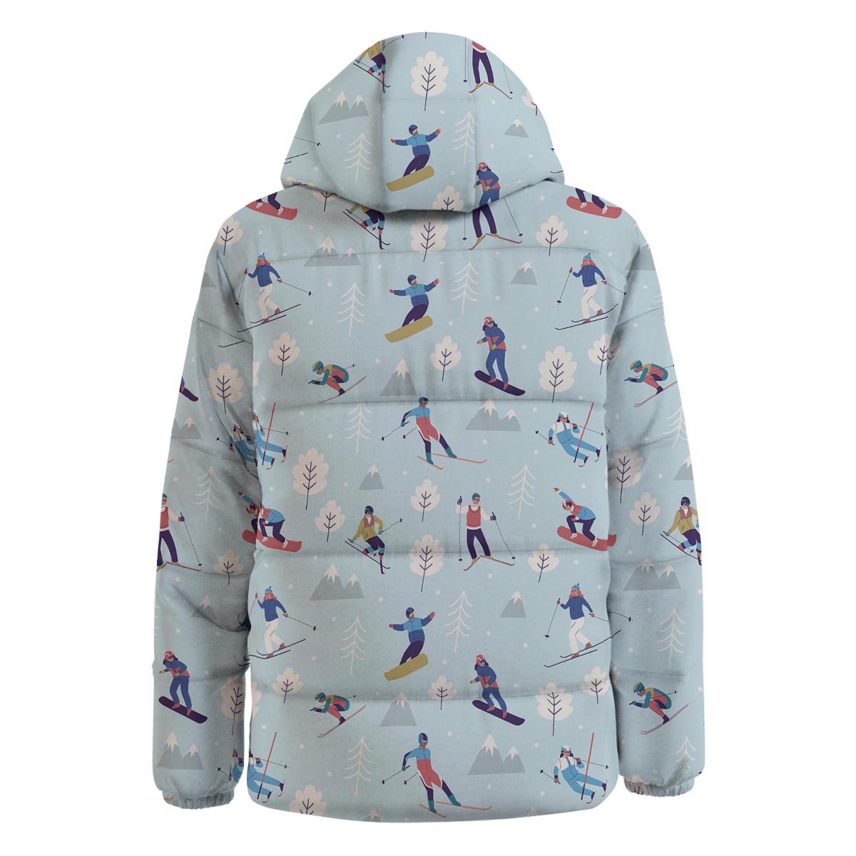 Snowboard And Ski Print Pattern Down Jacket-grizzshop