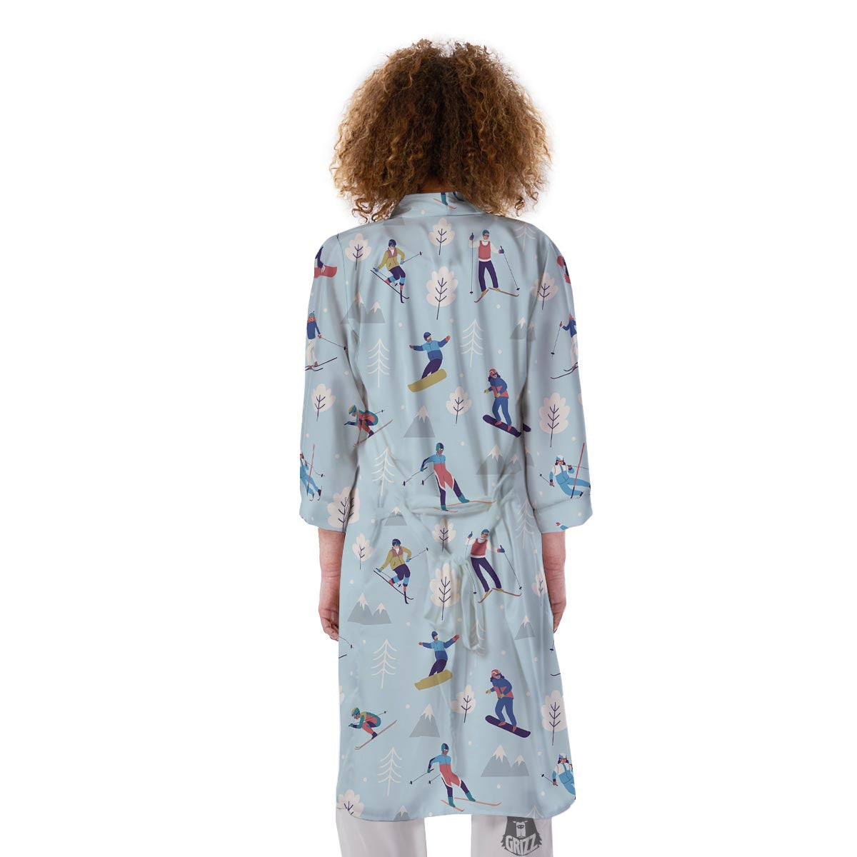 Snowboard And Ski Print Pattern Kimono-grizzshop