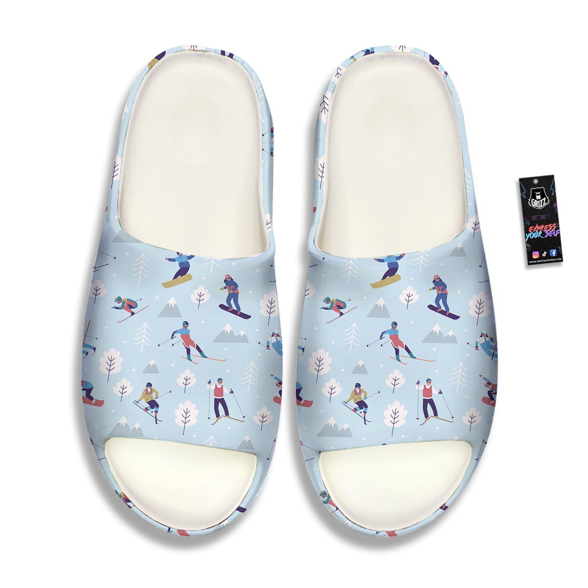 Snowboard And Ski Print Pattern Sandals-grizzshop