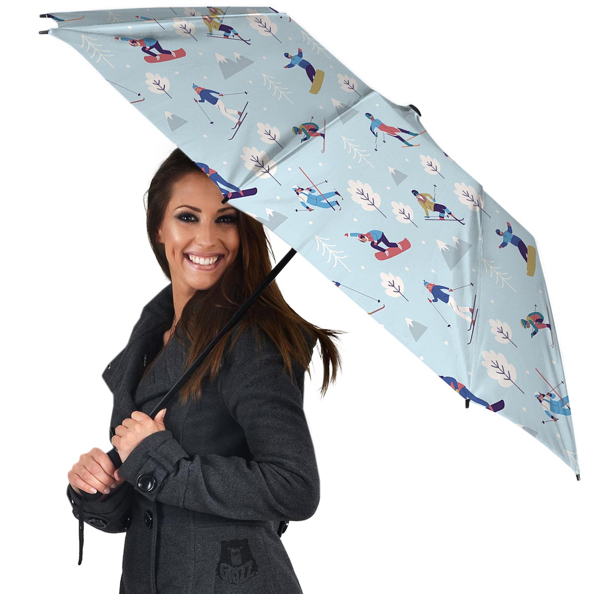 Snowboard And Ski Print Pattern Umbrella-grizzshop