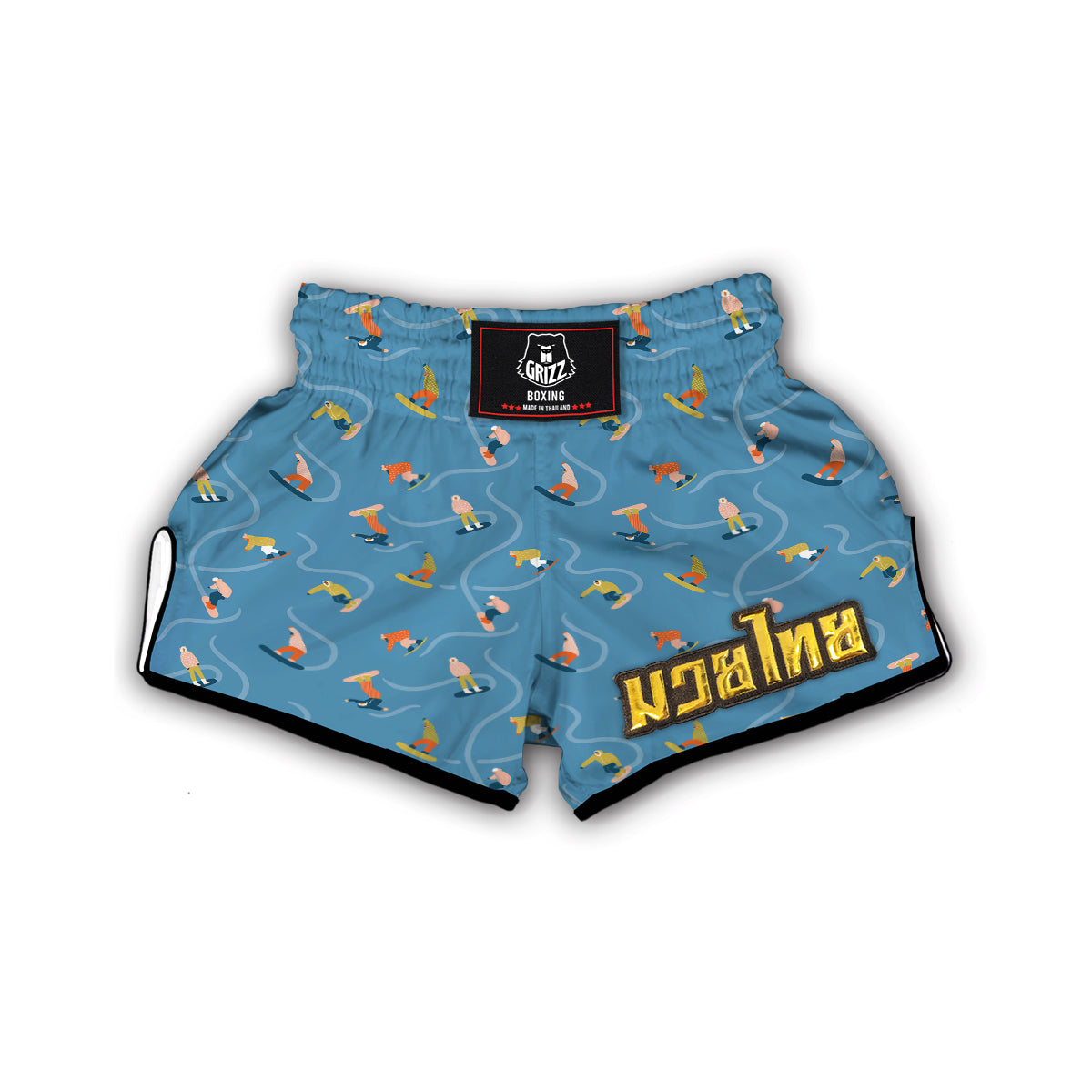 Snowboard Print Pattern Muay Thai Boxing Shorts-grizzshop