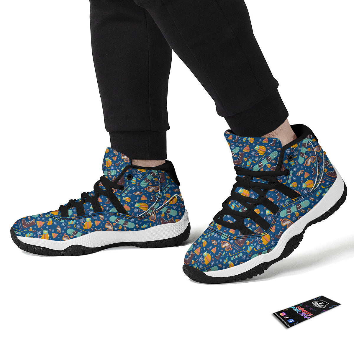 Snowboard Skiing And Equipment Print Pattern Black Bball Shoes-grizzshop