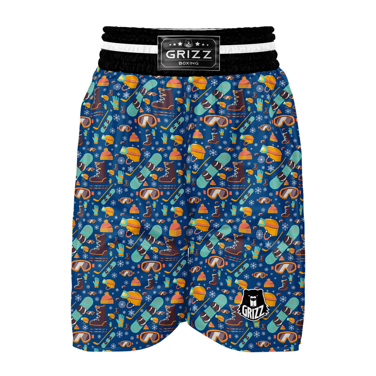 Snowboard Skiing And Equipment Print Pattern Boxing Shorts-grizzshop