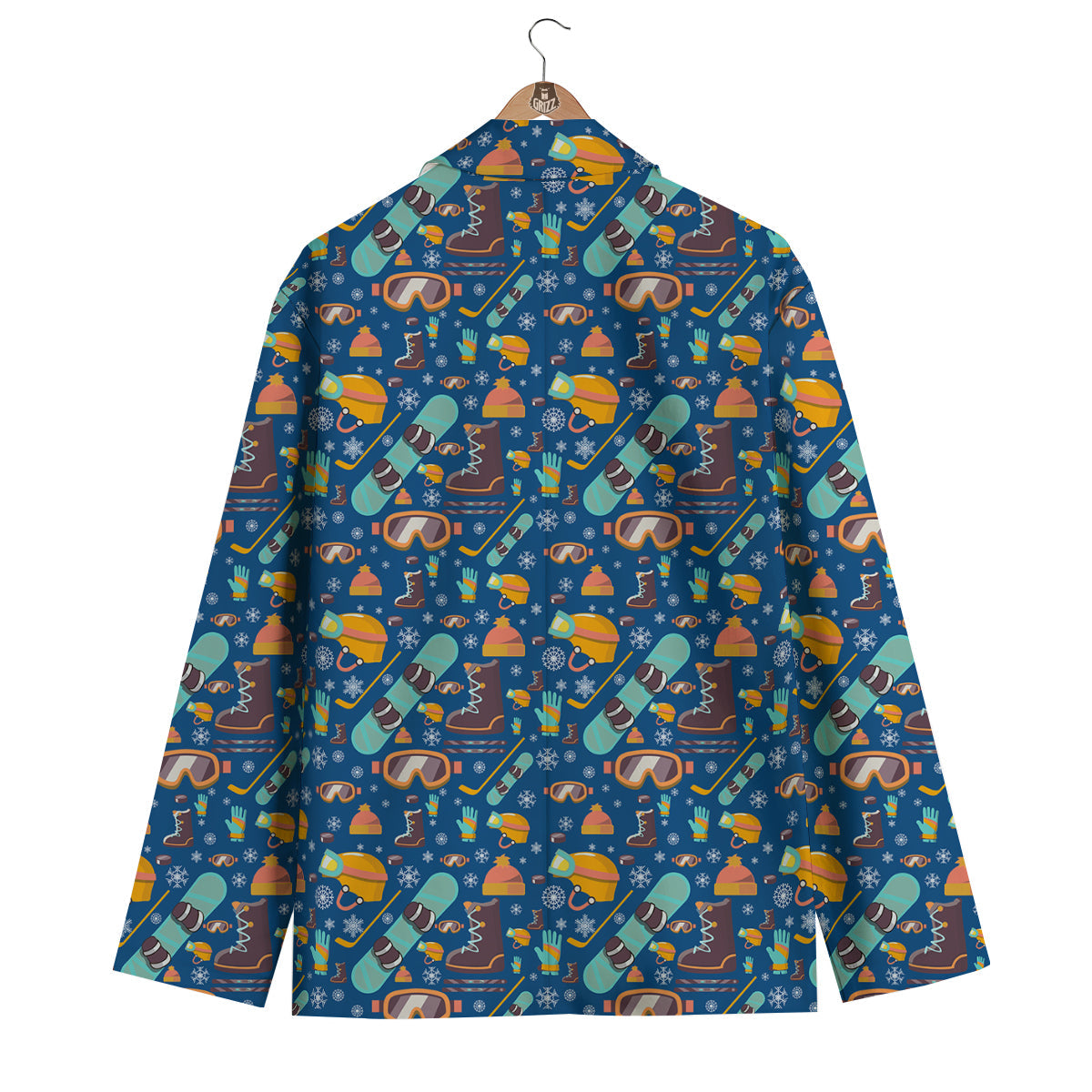 Snowboard Skiing And Equipment Print Pattern Men's Blazer-grizzshop