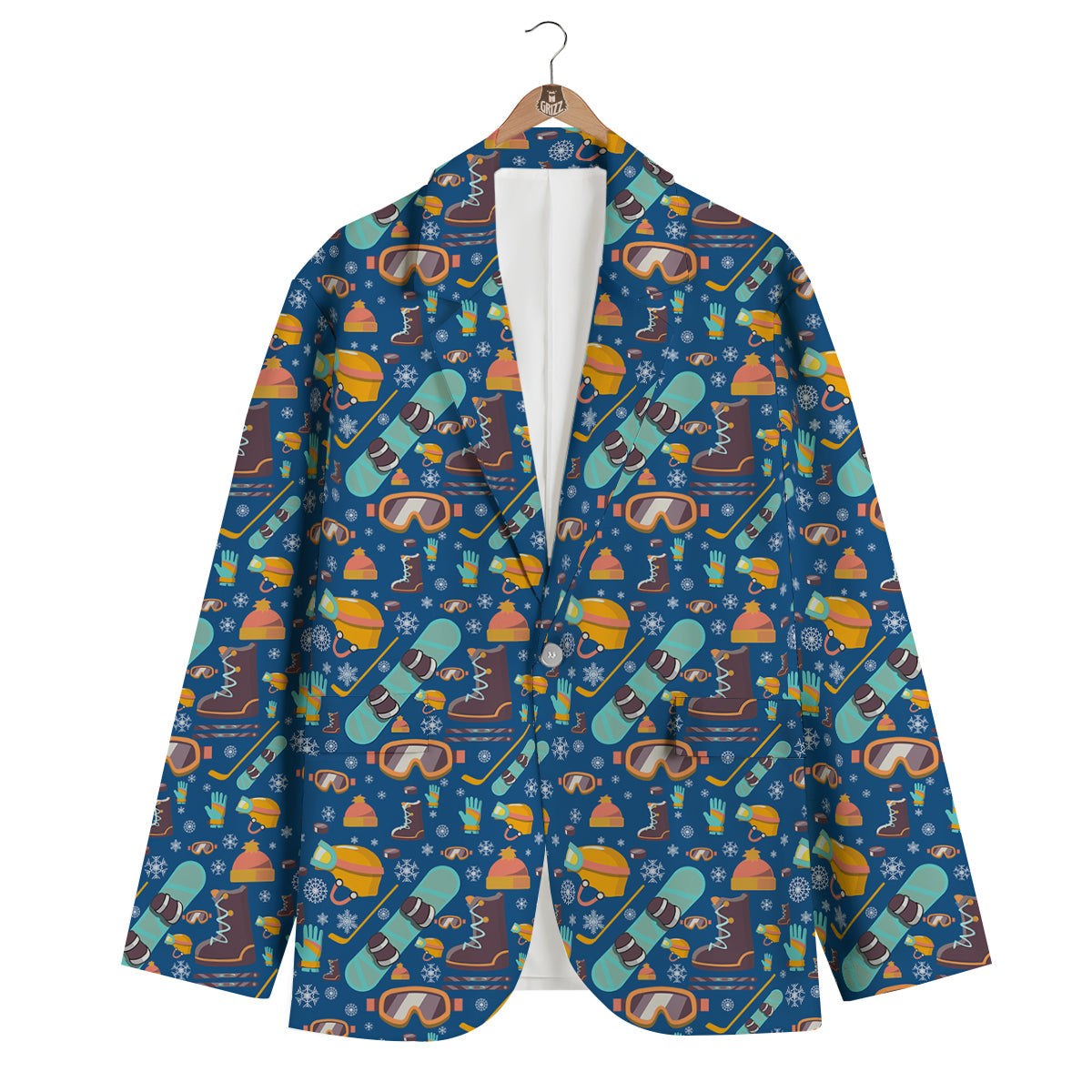 Snowboard Skiing And Equipment Print Pattern Men's Blazer-grizzshop