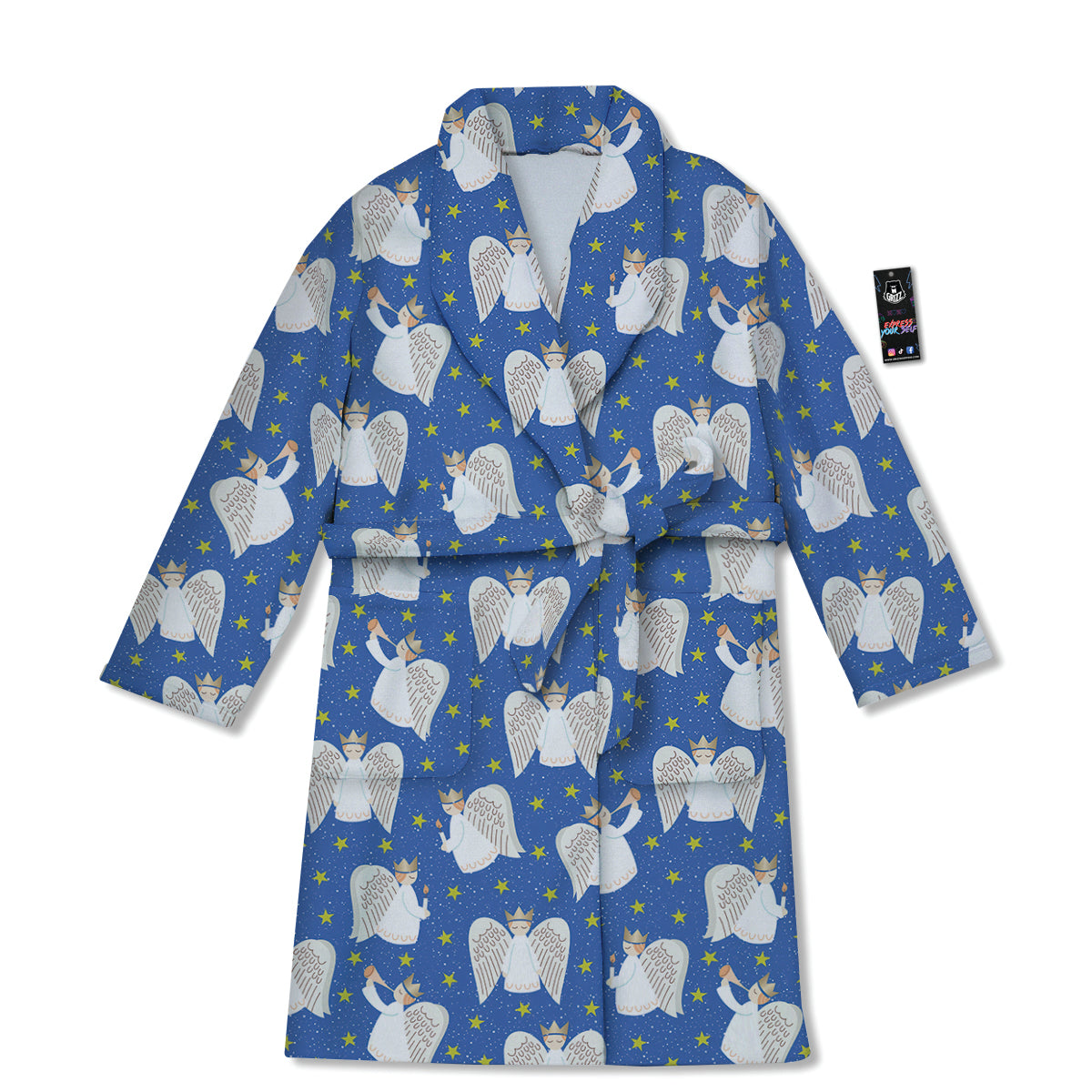 Snowflake And Angel Print Pattern Bathrobe-grizzshop