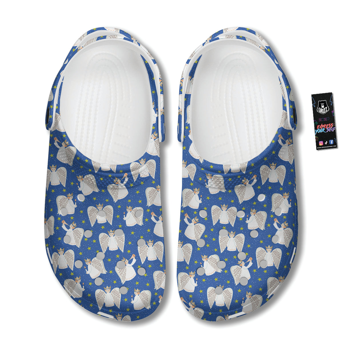 Snowflake And Angel Print Pattern Clog-grizzshop