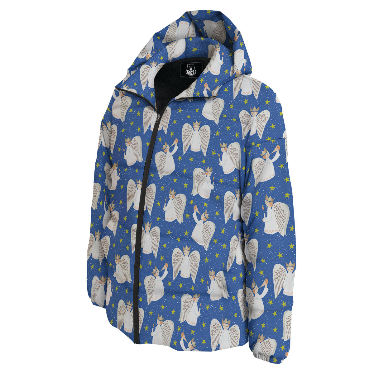 Snowflake And Angel Print Pattern Down Jacket-grizzshop