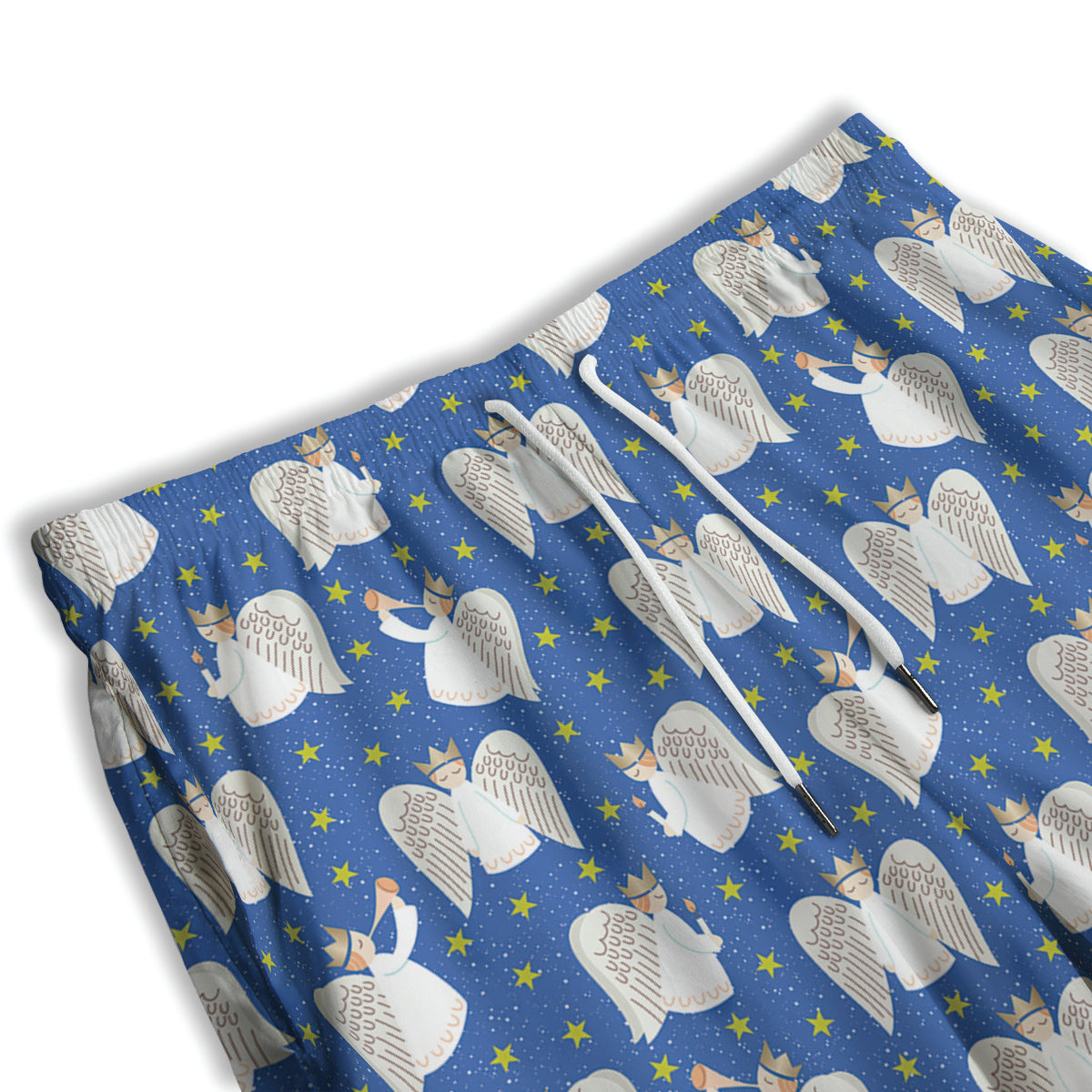 Snowflake And Angel Print Pattern Men's Athletic Shorts