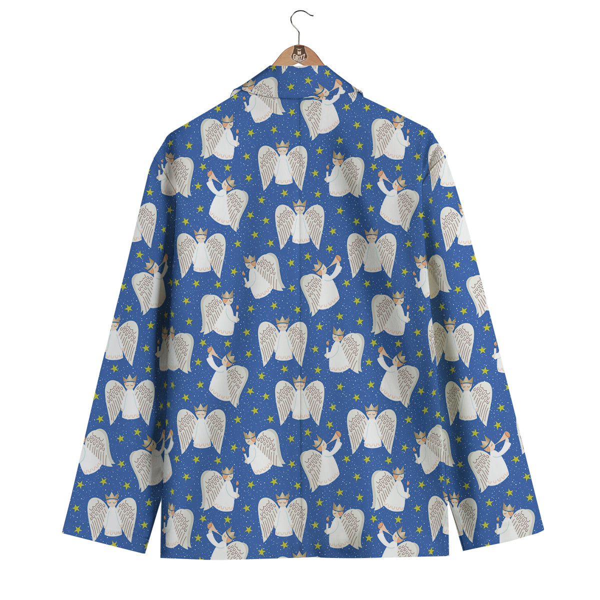 Snowflake And Angel Print Pattern Men's Blazer-grizzshop