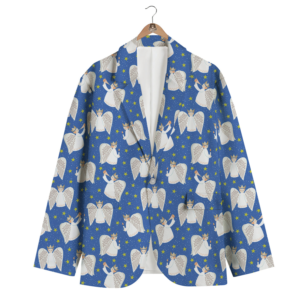 Snowflake And Angel Print Pattern Men's Blazer-grizzshop