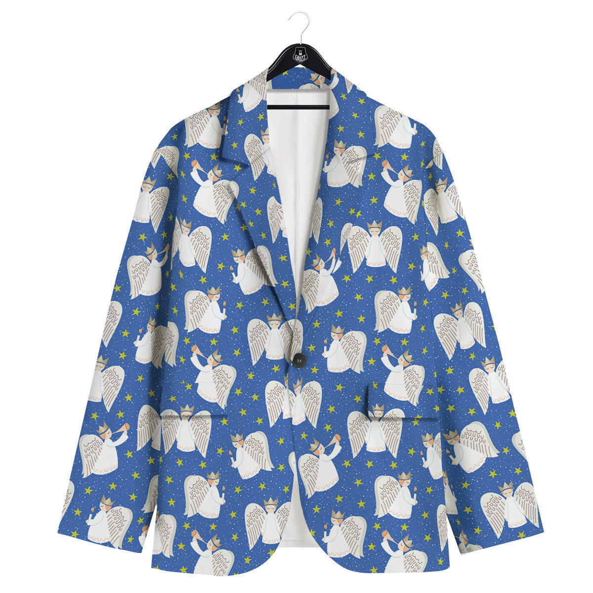 Snowflake And Angel Print Pattern Men's Sport Coat-grizzshop