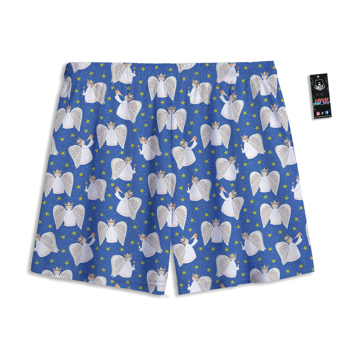 Shark White And Grey Print Pattern Mesh Shorts