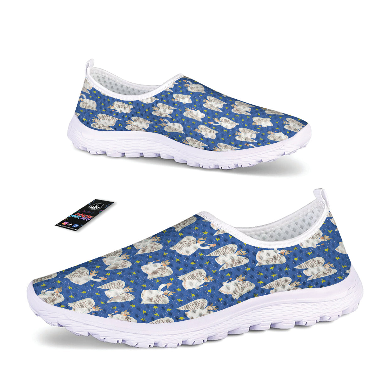 Snowflake And Angel Print Pattern Nurse Shoes-grizzshop