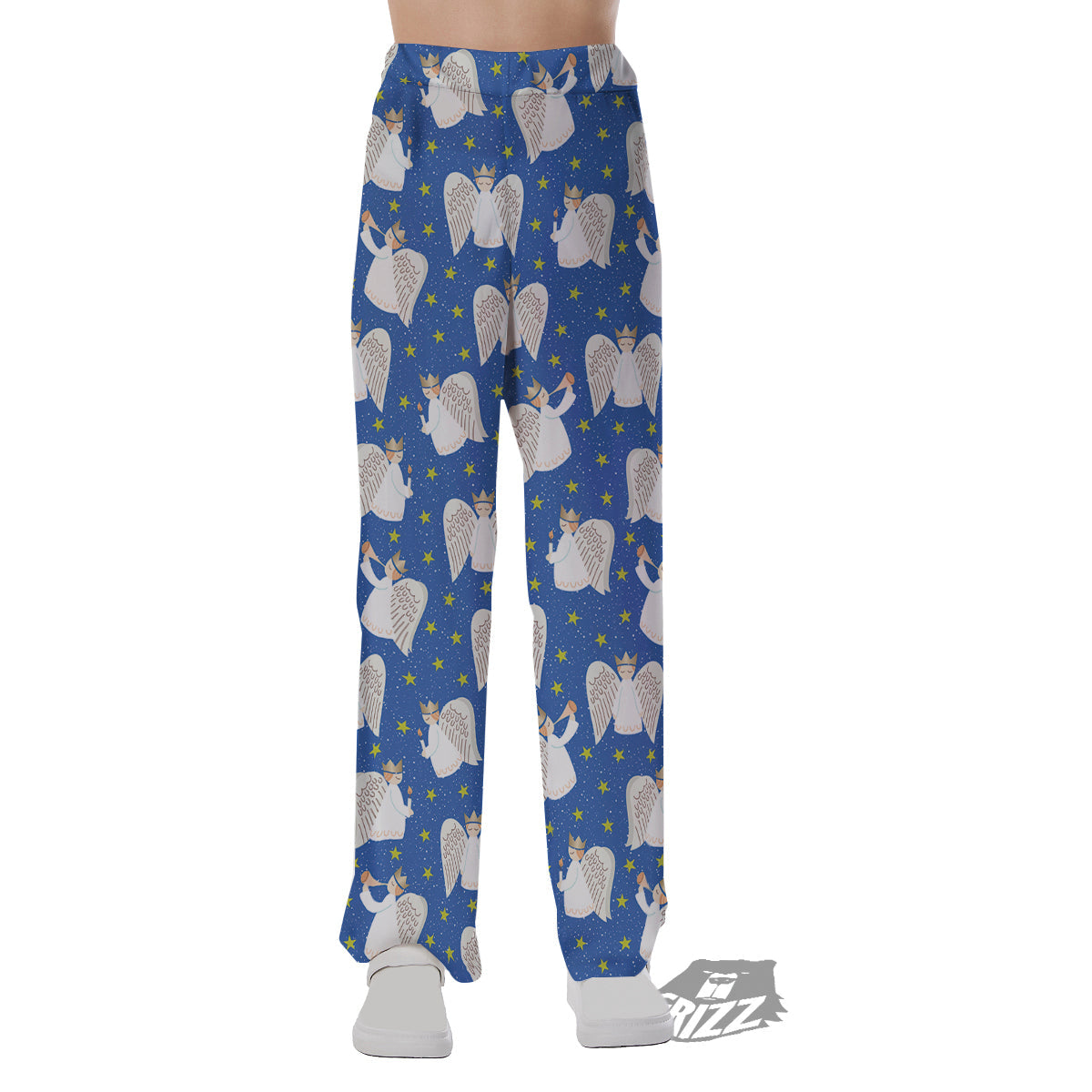 Snowflake And Angel Print Pattern Pajama Pants-grizzshop