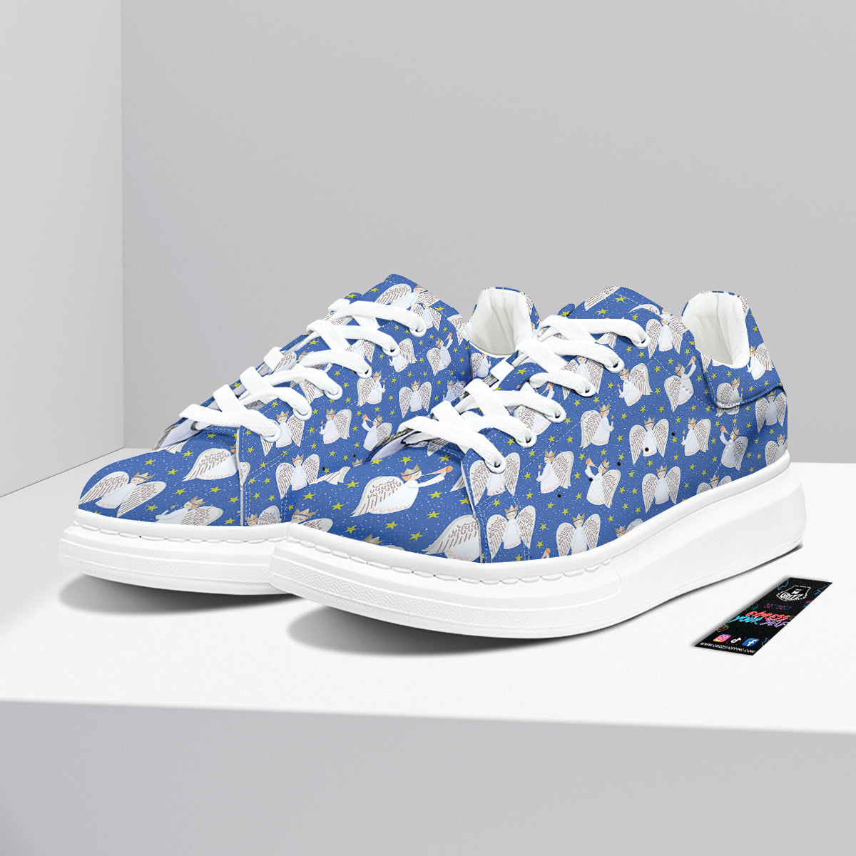 Snowflake And Angel Print Pattern Platform Shoes-grizzshop