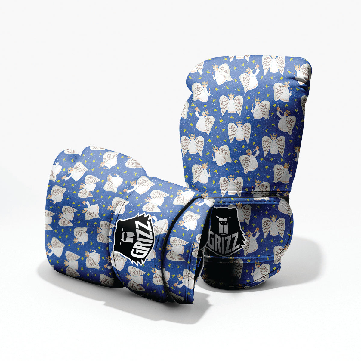 Snowflake And Angel Print Pattern Pro Boxing Glove