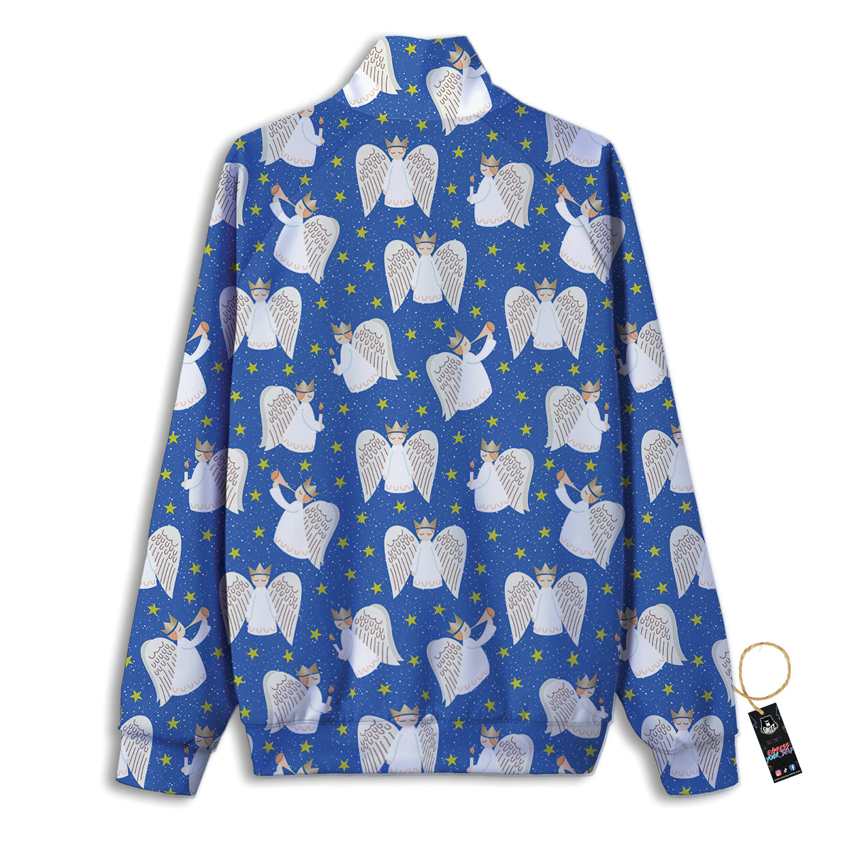 Snowflake And Angel Print Pattern Track Jacket-grizzshop