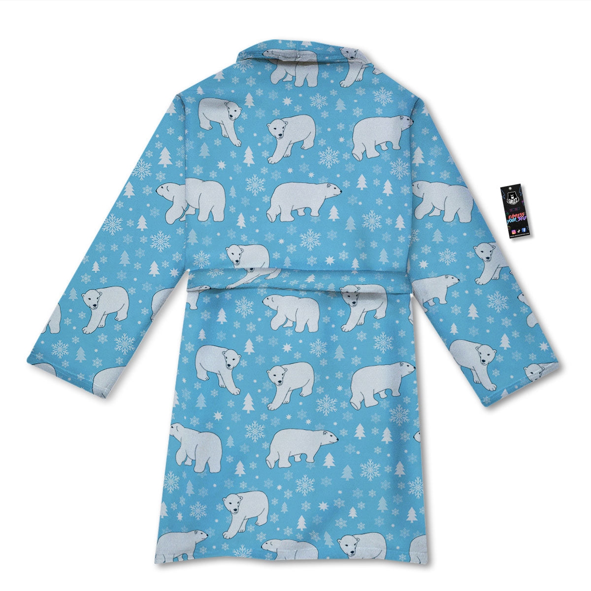 Snowflake And Polar Bear Print Pattern Bathrobe-grizzshop