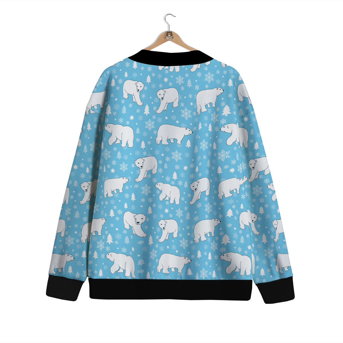 Snowflake And Polar Bear Print Pattern Cardigan-grizzshop