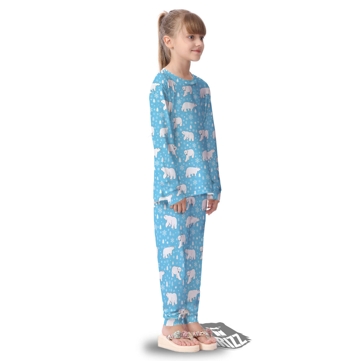 Snowflake And Polar Bear Print Pattern Kid's Pajamas-grizzshop