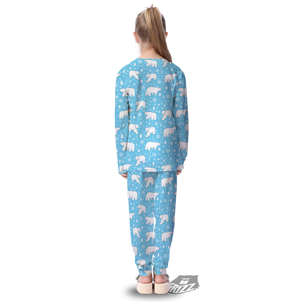 Snowflake And Polar Bear Print Pattern Kid's Pajamas-grizzshop