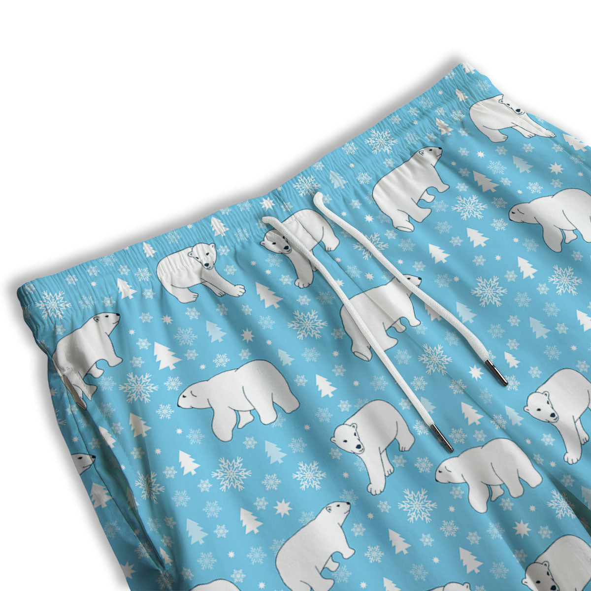 Snowflake And Polar Bear Print Pattern Men's Athletic Shorts