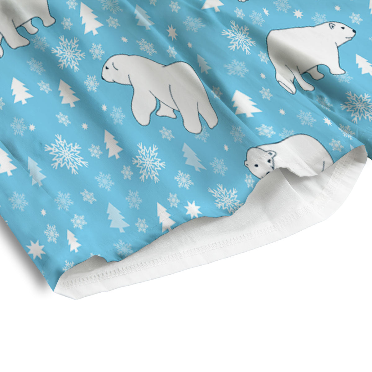 Snowflake And Polar Bear Print Pattern Men's Athletic Shorts