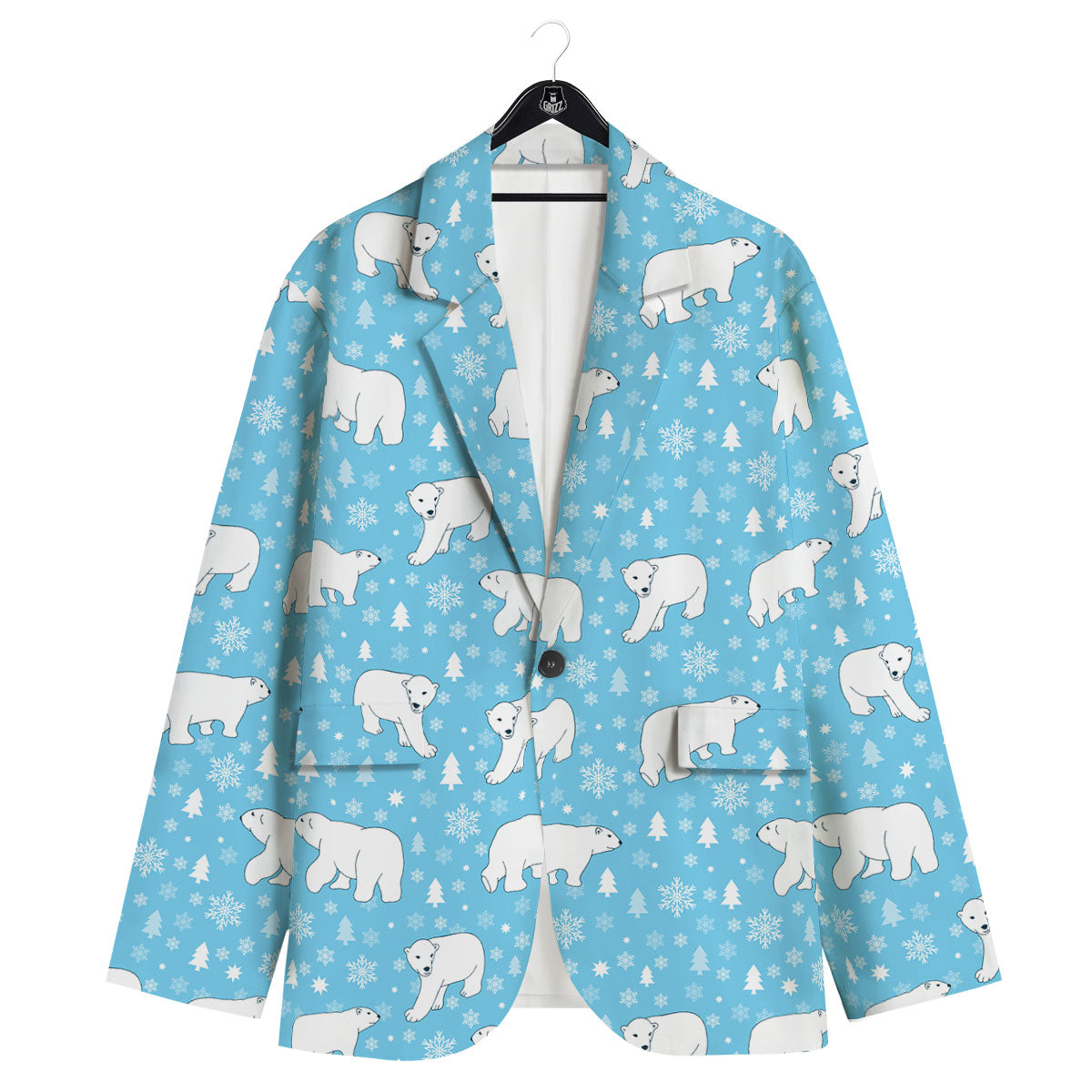 Snowflake And Polar Bear Print Pattern Men's Sport Coat-grizzshop