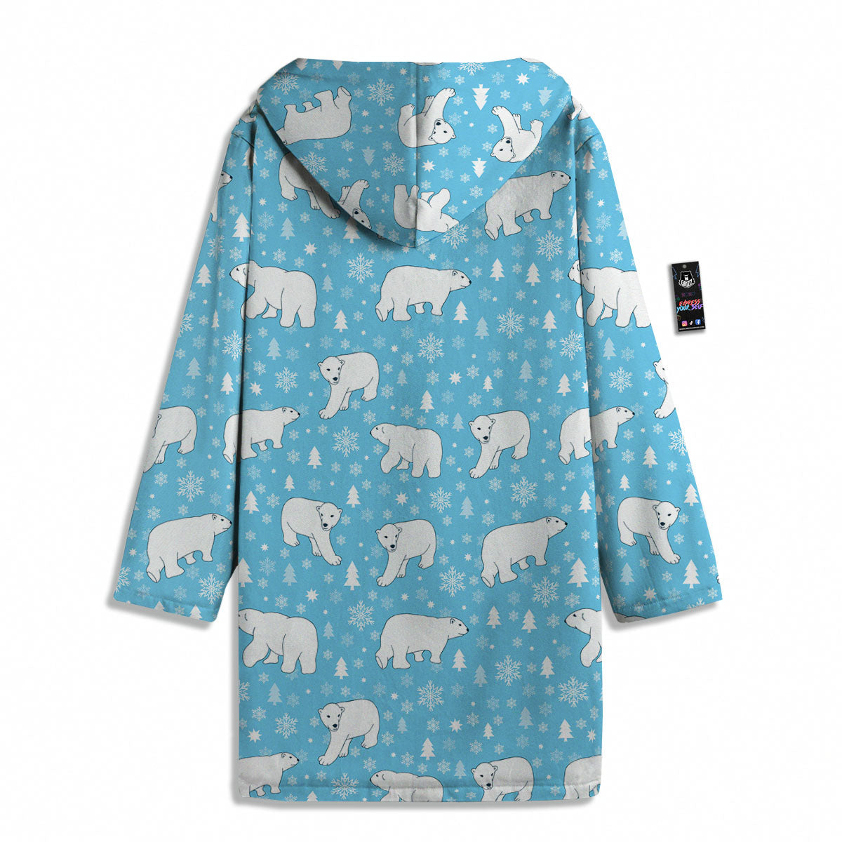 Snowflake And Polar Bear Print Pattern Men's Windbreaker Jacket-grizzshop