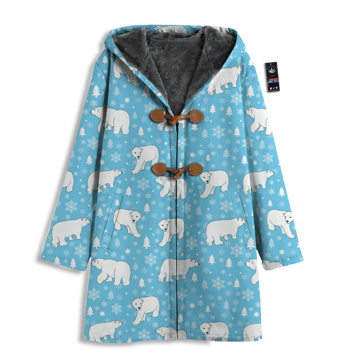 Snowflake And Polar Bear Print Pattern Men's Windbreaker Jacket-grizzshop