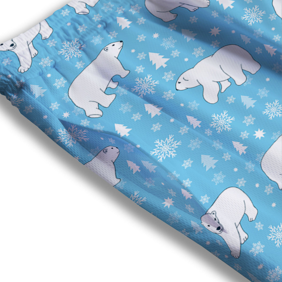 Snowflake And Polar Bear Print Pattern Mesh Shorts