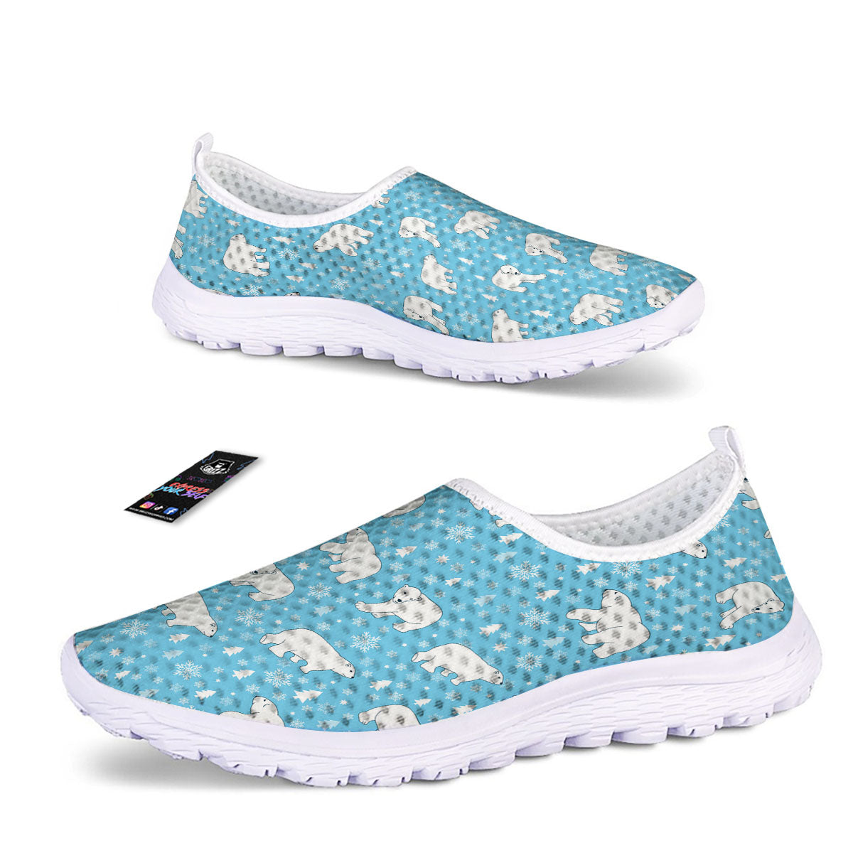 Snowflake And Polar Bear Print Pattern Nurse Shoes-grizzshop