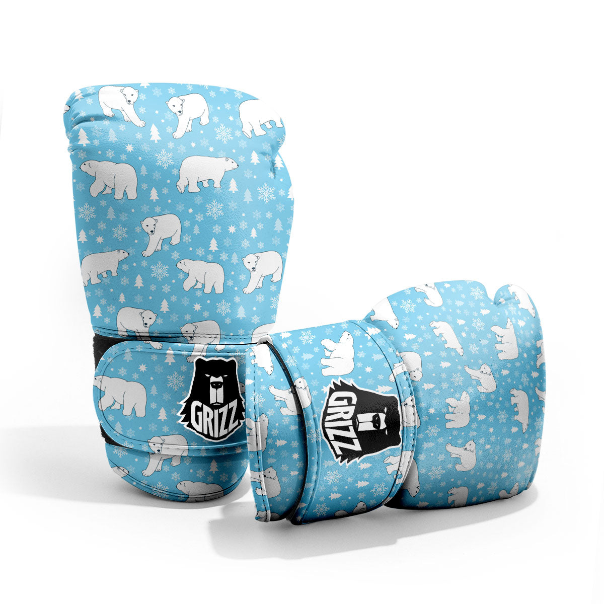 Snowflake And Polar Bear Print Pattern Pro Boxing Glove