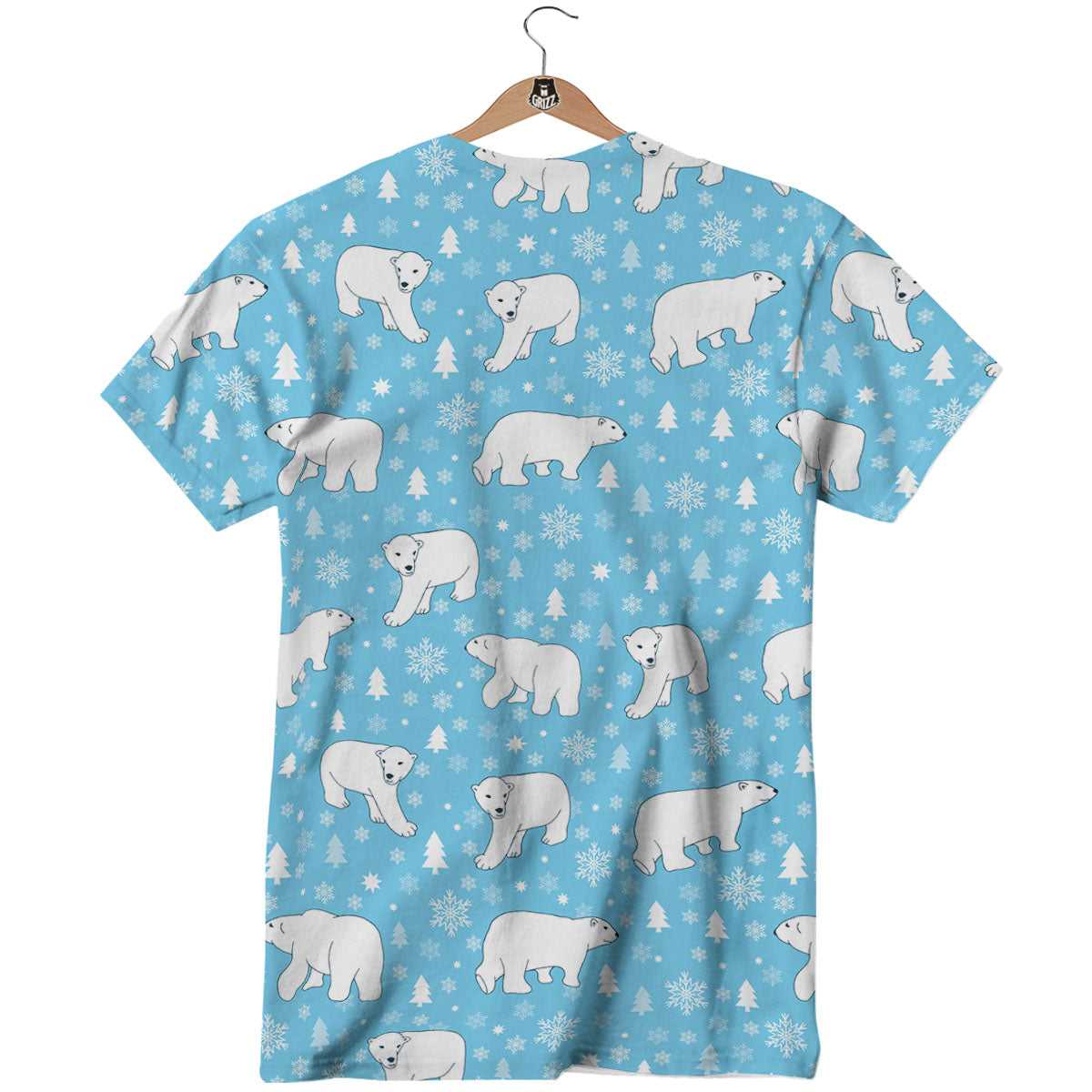 Snowflake And Polar Bear Print Pattern T-Shirt-grizzshop