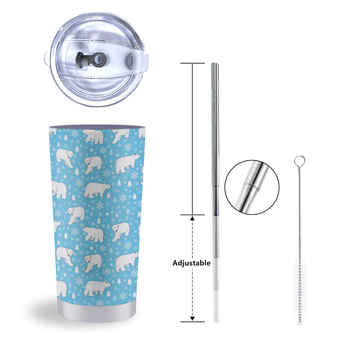 Snowflake And Polar Bear Print Pattern Tumbler-grizzshop