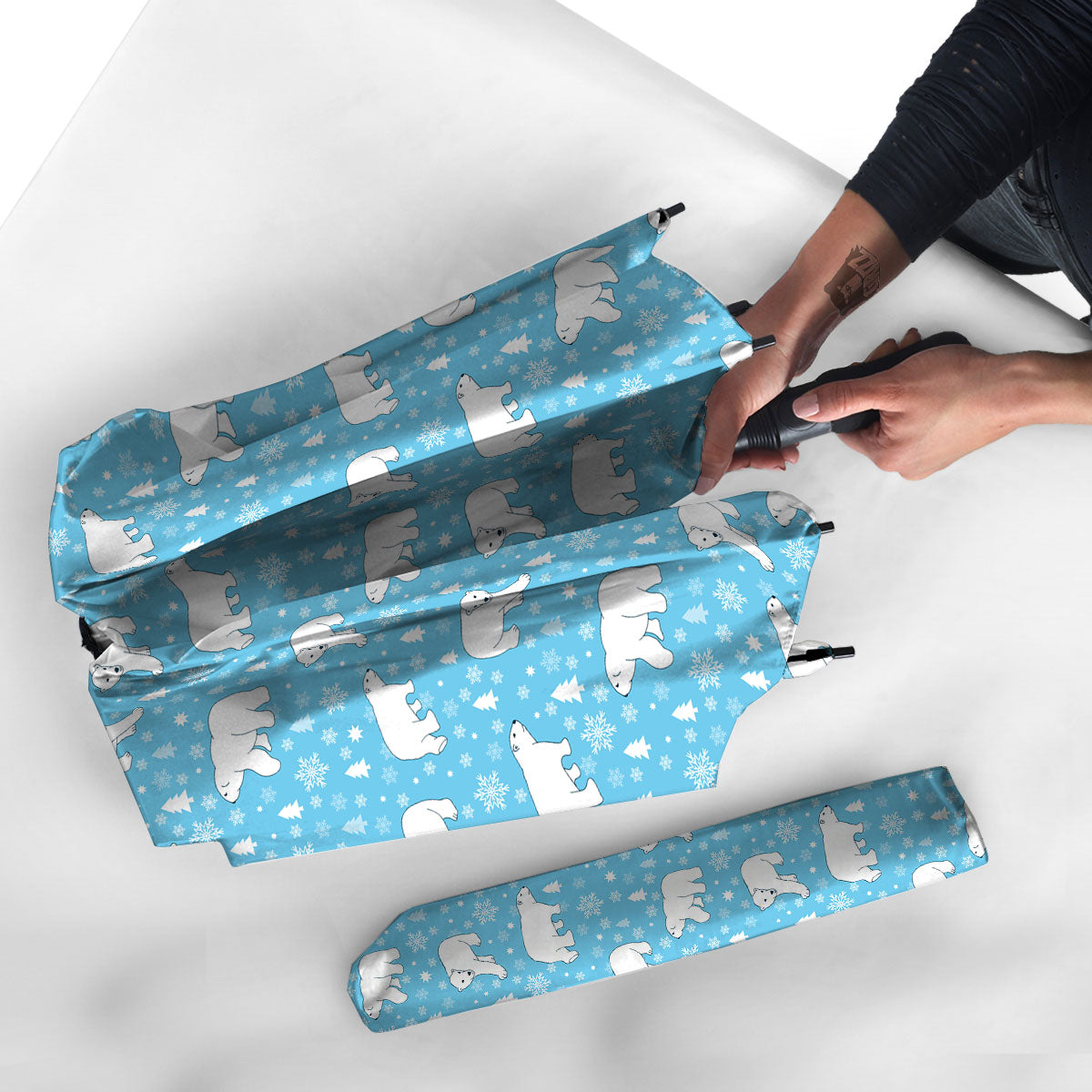 Snowflake And Polar Bear Print Pattern Umbrella-grizzshop