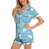 Snowflake And Polar Bear Print Pattern Women Silk Pajamas-grizzshop