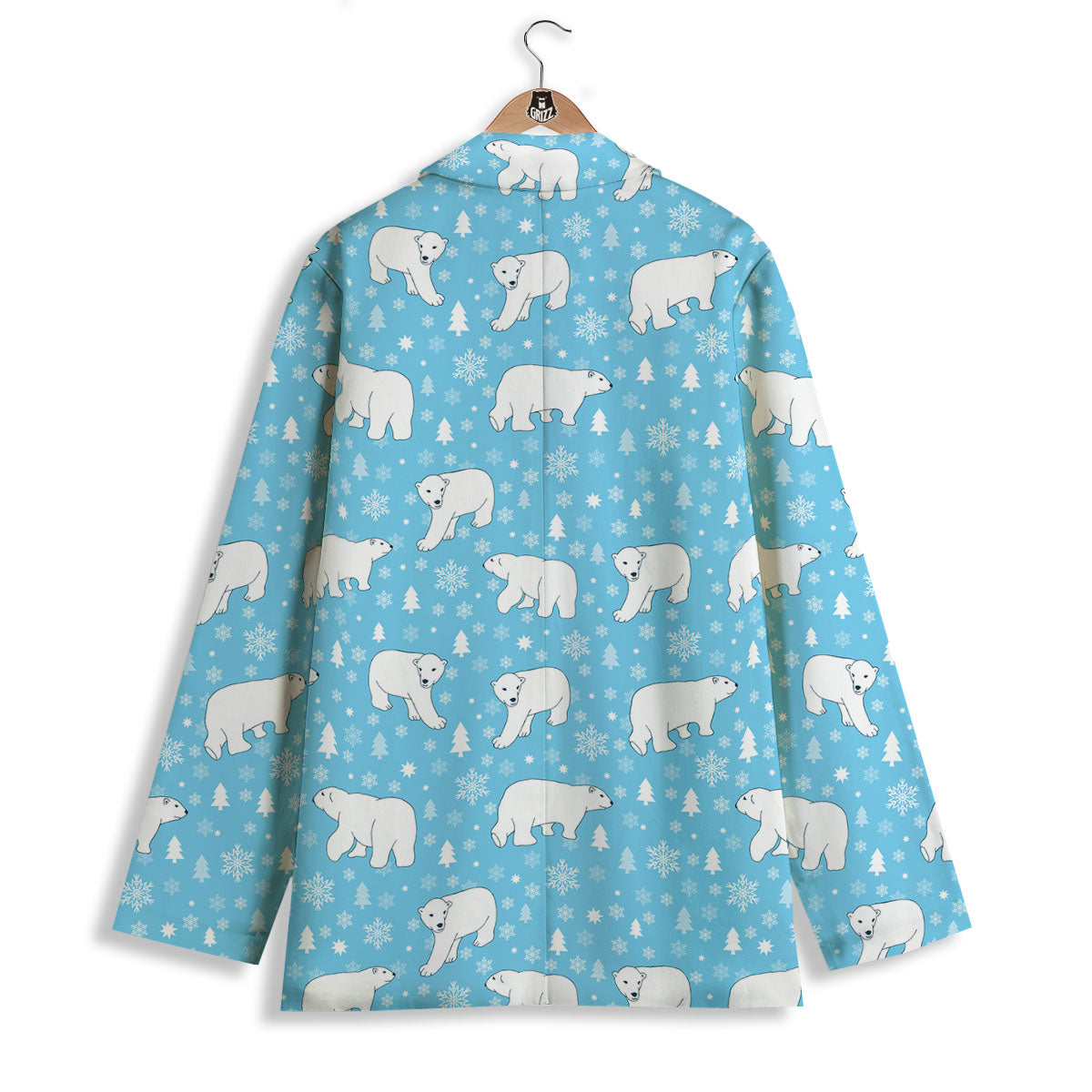 Snowflake And Polar Bear Print Pattern Women's Blazer-grizzshop