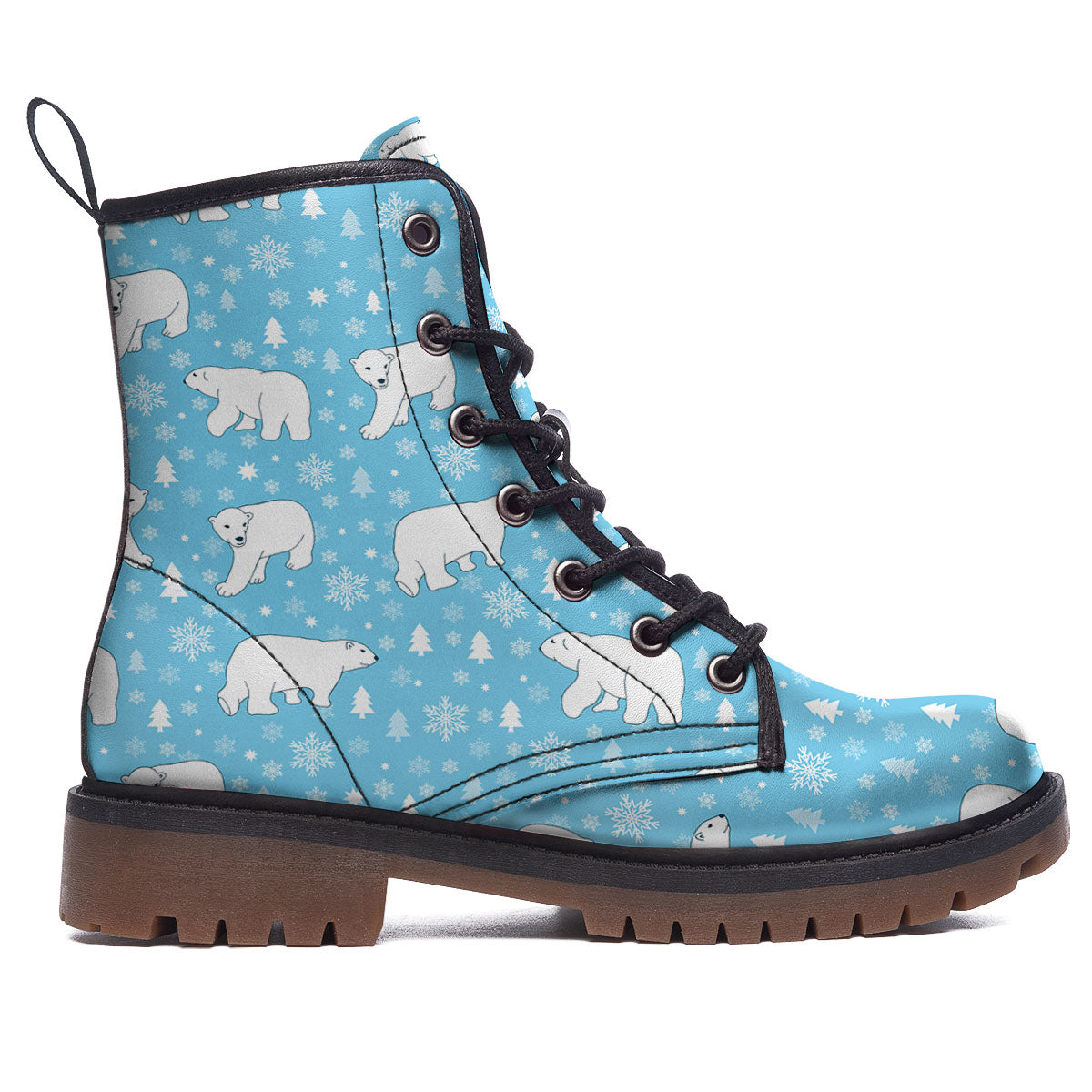 Snowflake And Polar Bear Print Pattern Work Boots-grizzshop