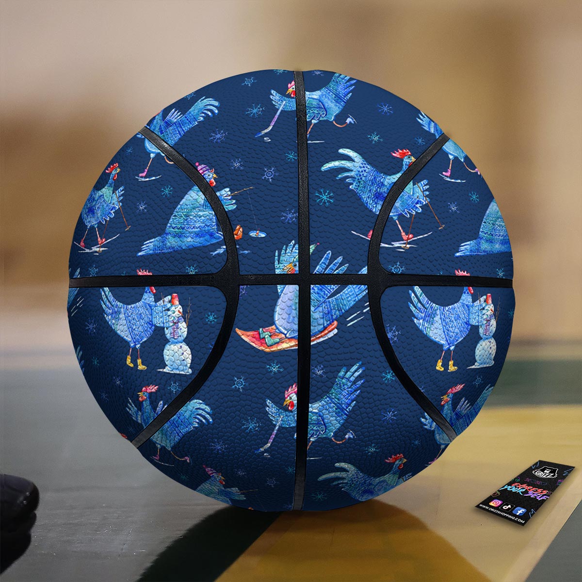 Snowflake And Rooster Print Pattern Basketball-grizzshop