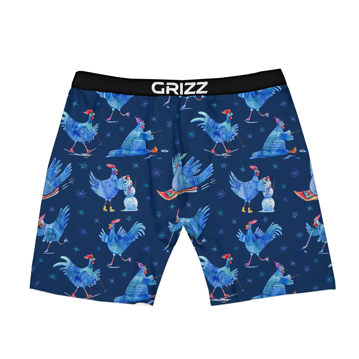 Snowflake And Rooster Print Pattern Boxer Briefs-grizzshop