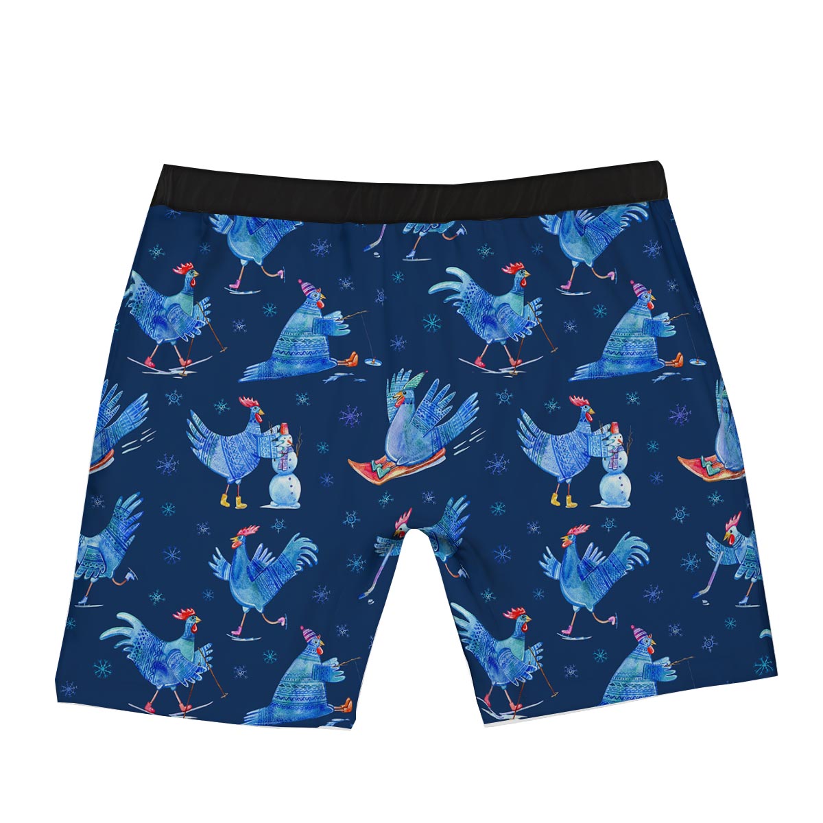 Snowflake And Rooster Print Pattern Boxer Briefs-grizzshop