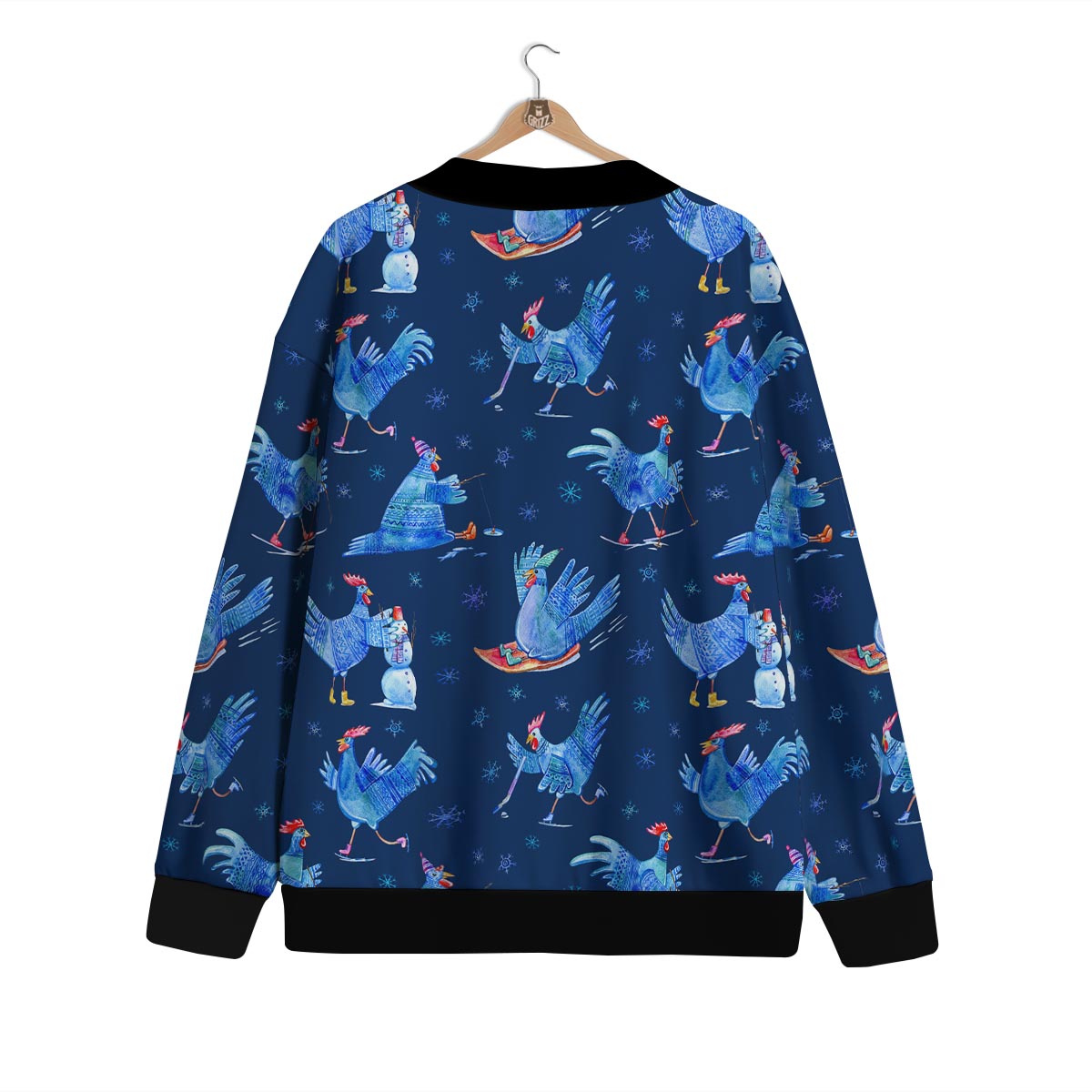 Snowflake And Rooster Print Pattern Cardigan-grizzshop