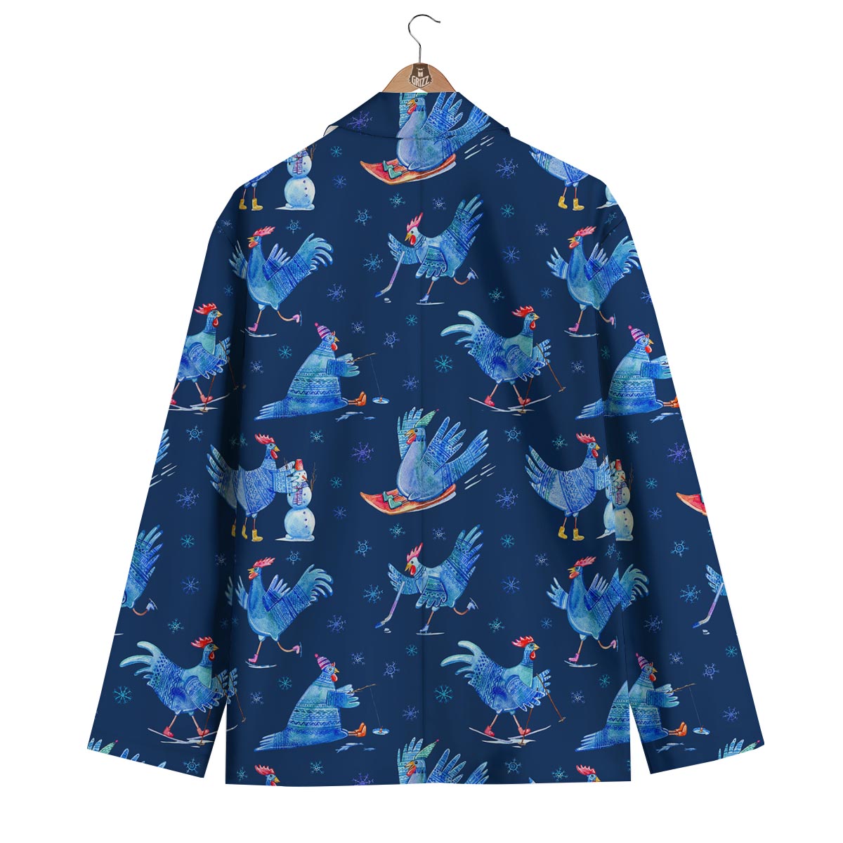 Snowflake And Rooster Print Pattern Men's Blazer-grizzshop