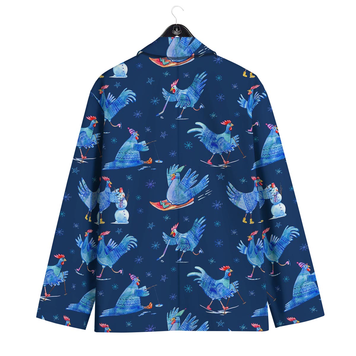 Snowflake And Rooster Print Pattern Men's Sport Coat-grizzshop