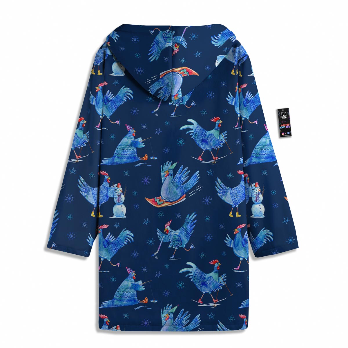 Snowflake And Rooster Print Pattern Men's Windbreaker Jacket-grizzshop