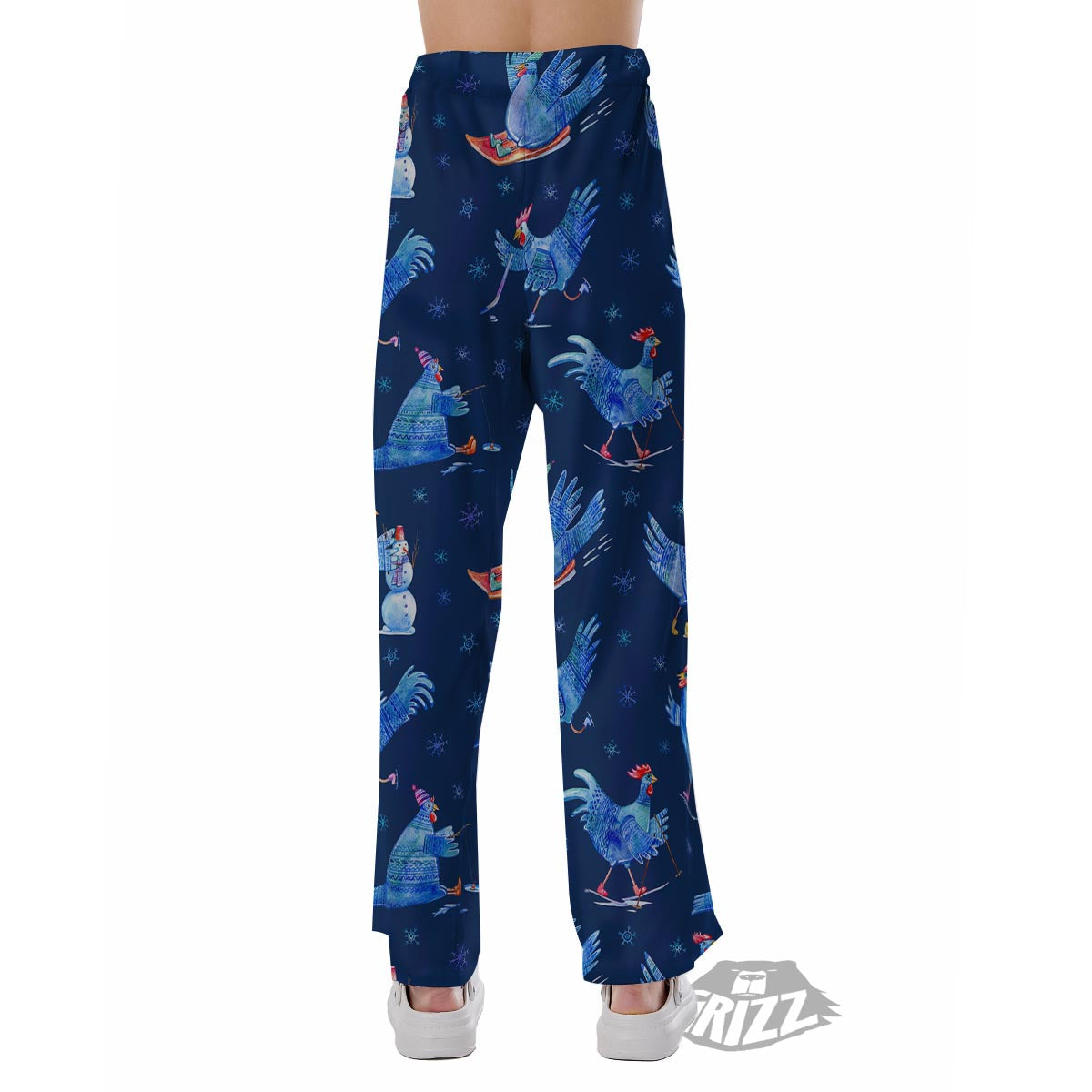 Snowflake And Rooster Print Pattern Pajama Pants-grizzshop