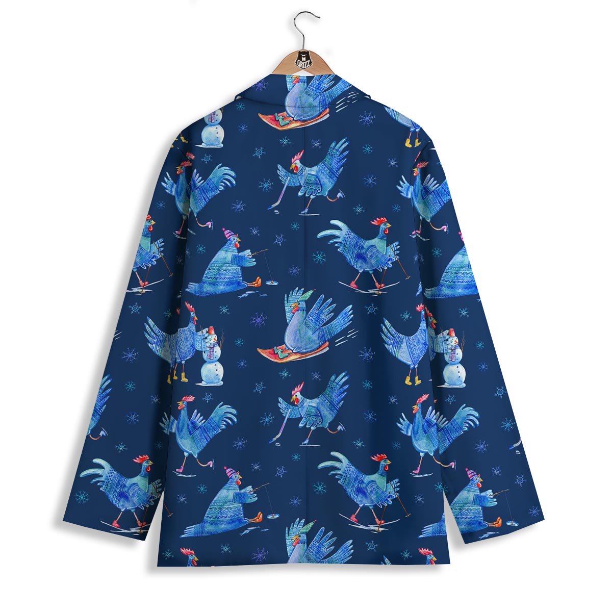 Snowflake And Rooster Print Pattern Women's Blazer-grizzshop