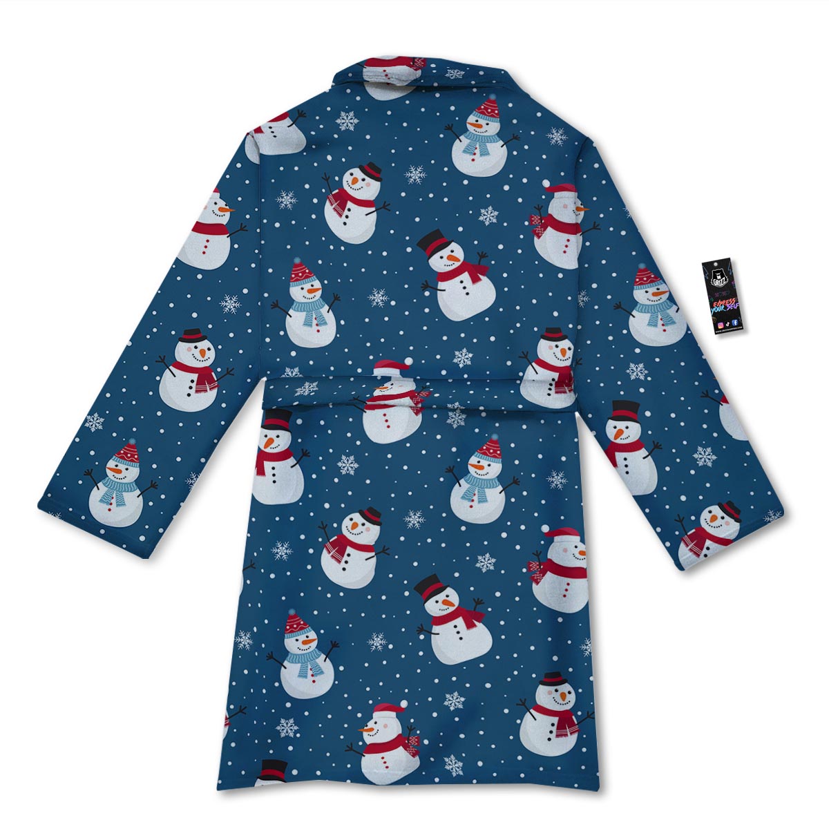 Snowflake And Snowman Print Pattern Bathrobe-grizzshop
